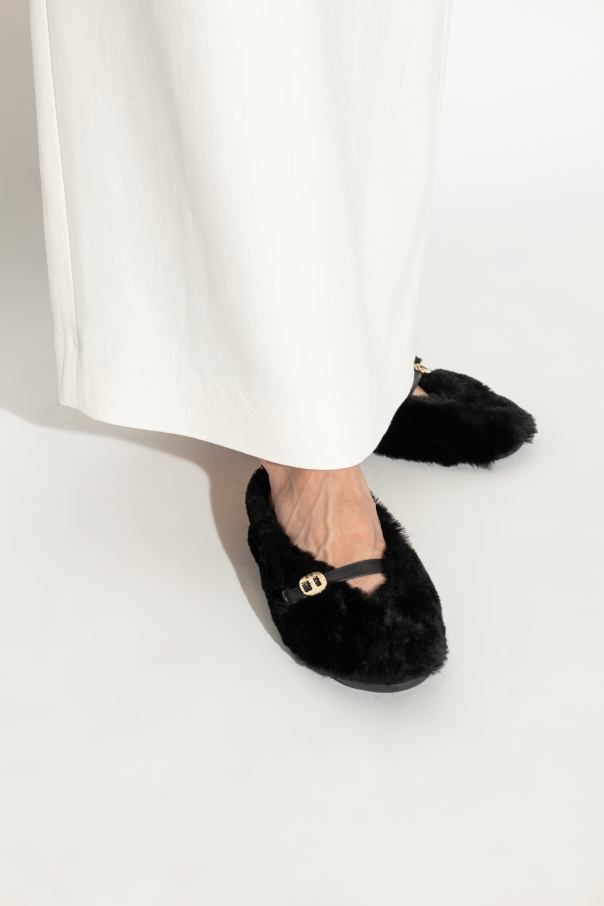 バレエシューズ Salvatore Ferragamo Black Shearling Noella Ballerinas Ferragamo Black Shearling Noella Ballerinas | italist